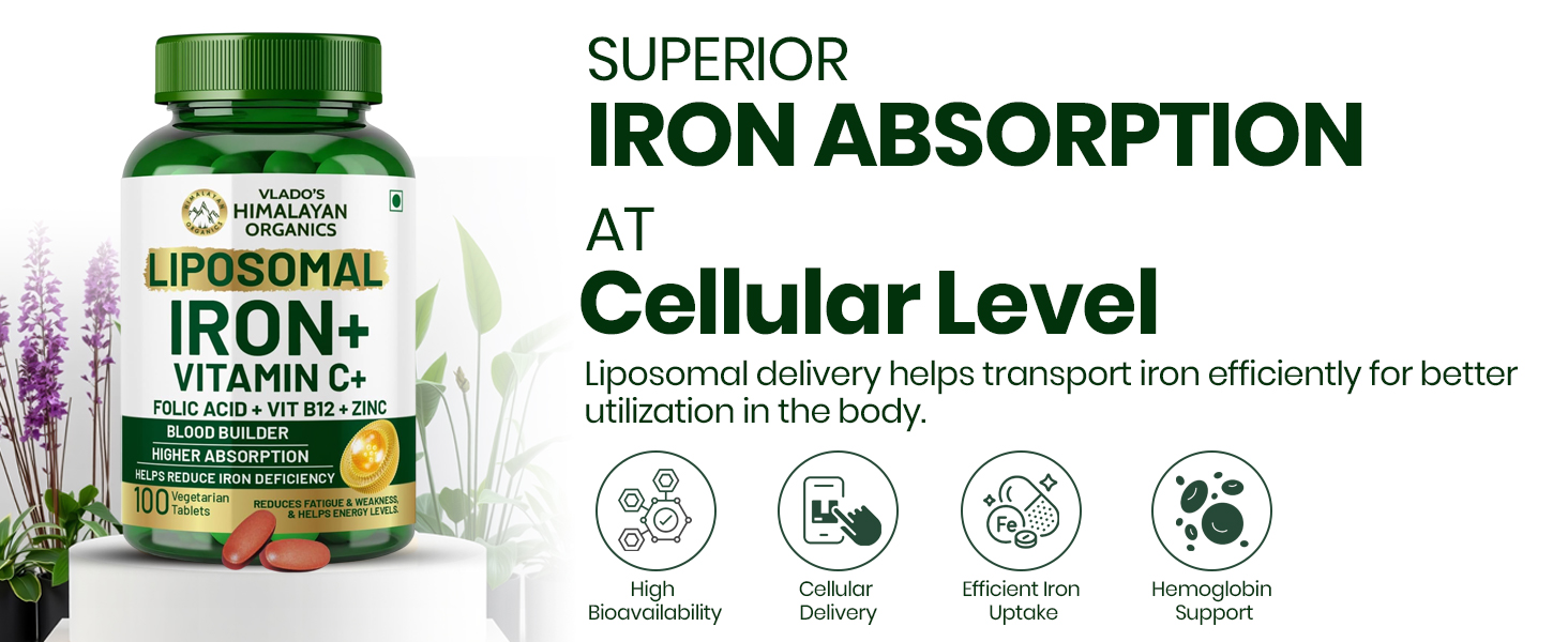 Vlado's Himalayan organics Liposomal Iron + vitamin C - 10 Veg Tablet