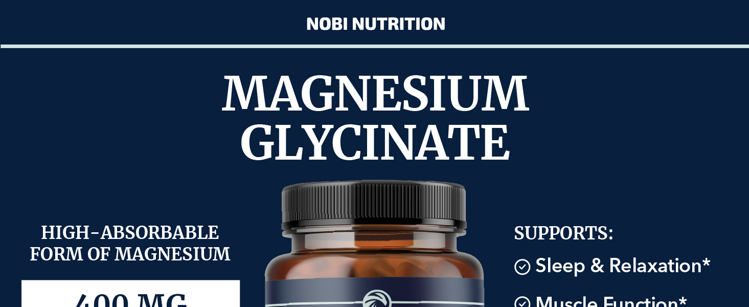 Magnesium Glycinate 400mg, High Absorption, Sleep, Calm & Muscle Support