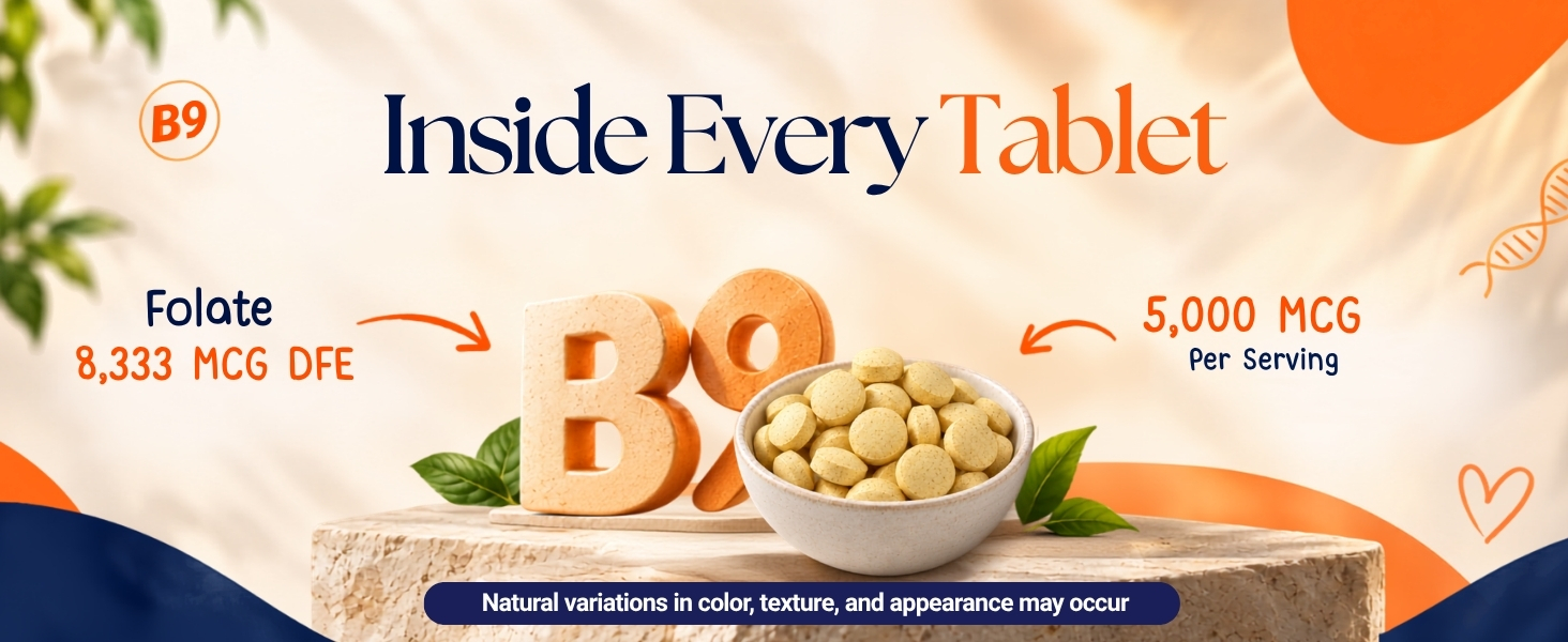 Vitamatic Folic Acid 5 mg (5,000 mcg), 120 Vegetarian Tablets | Vitamin B9