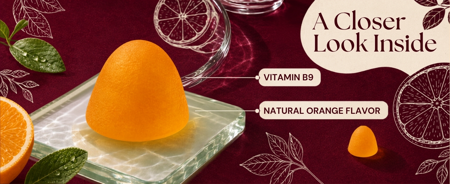 Vitamatic Sugar Free Folic Acid 1 mg Gummies 120 Count Orange Flavor