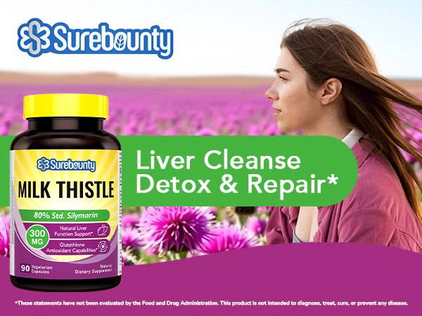 Organic Milk Thistle, Concentrated Seed Extract, 80% Silymarin, Liver Support Cleanse Detox, Fatty Liver Supplements, Non-GMO, No Gluten & Soy, 90 Veggie Caps, 3 Month Supply