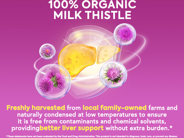 Organic Milk Thistle, Concentrated Seed Extract, 80% Silymarin, Liver Support Cleanse Detox, Fatty Liver Supplements, Non-GMO, No Gluten & Soy, 90 Veggie Caps, 3 Month Supply