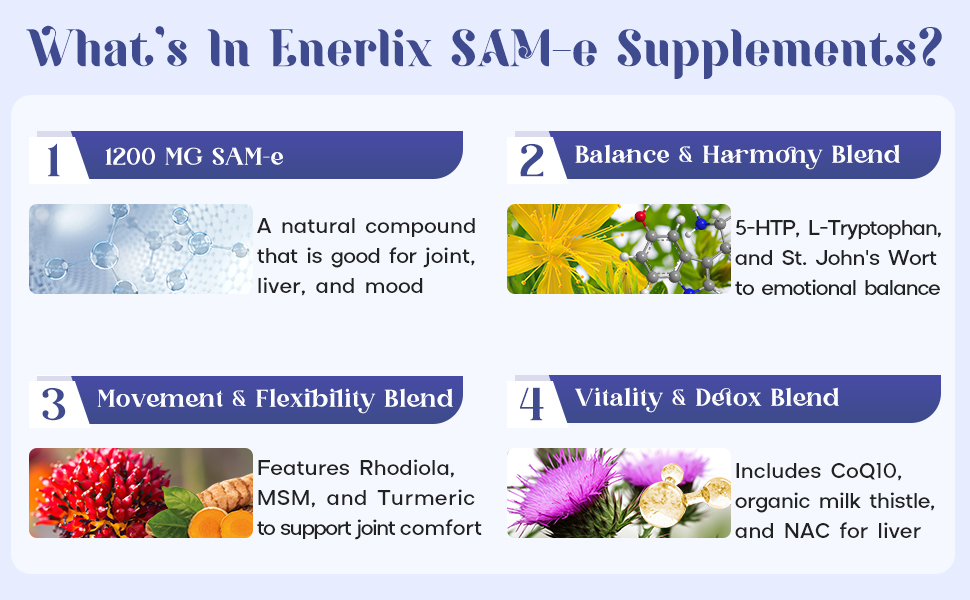 SAM-e Supplement with CoQ10 & 5-HTP, Enteric Coated, 120 Tablets