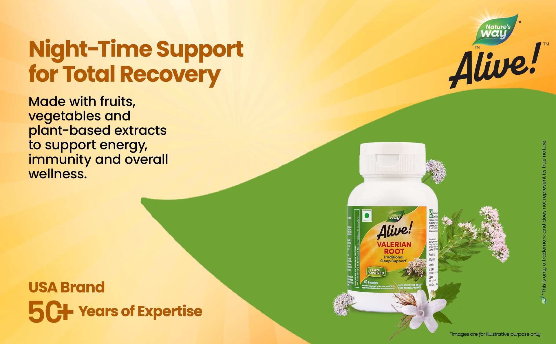 Nature’s Way Alive Valerian Root | Supports Sound Sleep & Relaxation| Traditional Sleep Support for Men & Women | 60 Veg Capsules