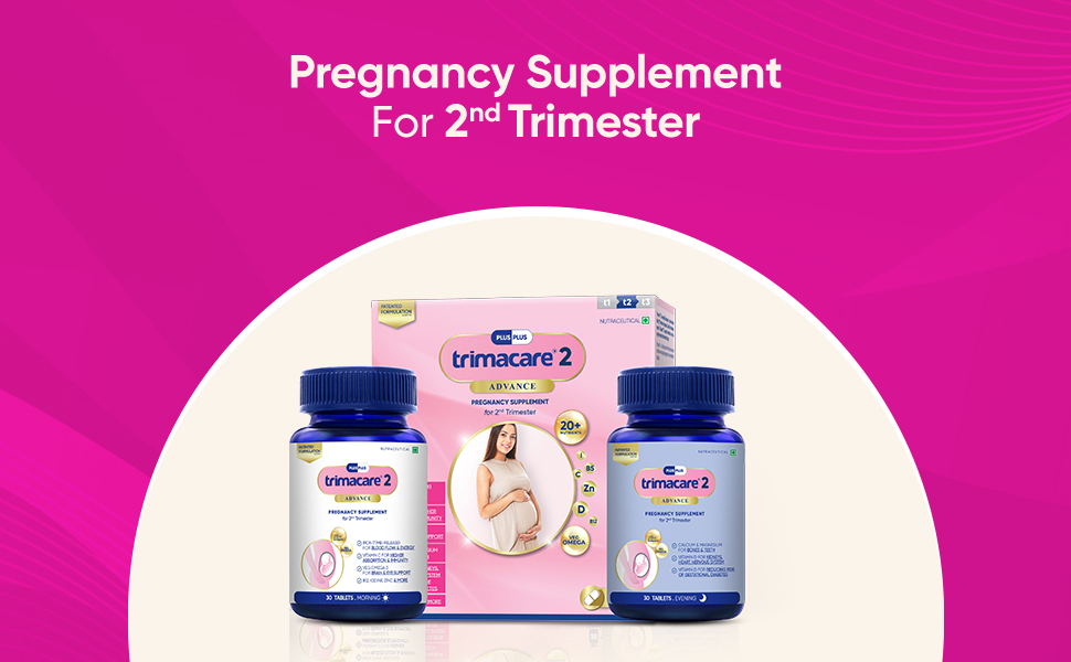 TRIMACARE™ 2 Advance | Prenatal Multivitamin For Pregnancy | For Second Trimester | Iron, Calcium, Veg DHA Omega-3, Vitamin C | No Gas & Bloating | Twice Daily | New Formula with Choline | 20+ essential nutrients | 60 Tablets |