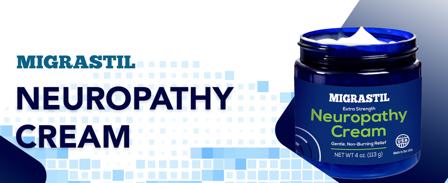 Migrastil Extra Strength Neuropathy Cream for Feet, Legs, & Hands. 4oz. USA