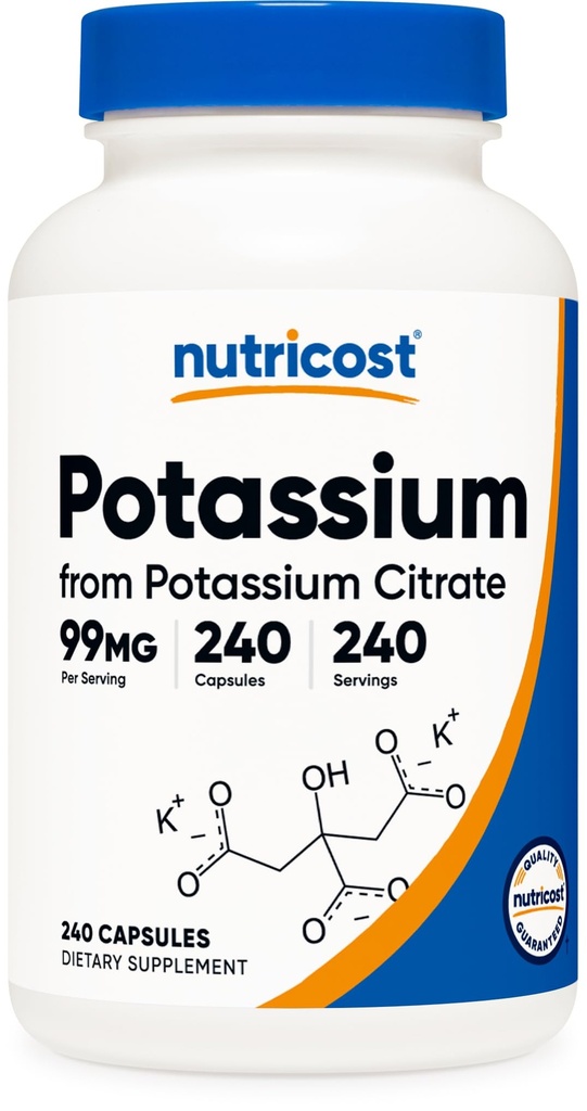 Nutricost Potasio Citrate 99mg, 240 cápsulas - Gluten Free, Non-GMO