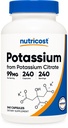 Nutricost Potasio Citrate 99mg, 240 cápsulas - Gluten Free, Non-GMO