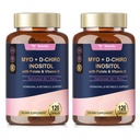 Totaria Inositol Suplemento para Mujeres con Vitamina D3, Folate, 40:1 Ratio Myo-Inositol &amp; D-Chiro Complejo Inositol, (Vitamin B8) Inositol Capsules, Pack de 2