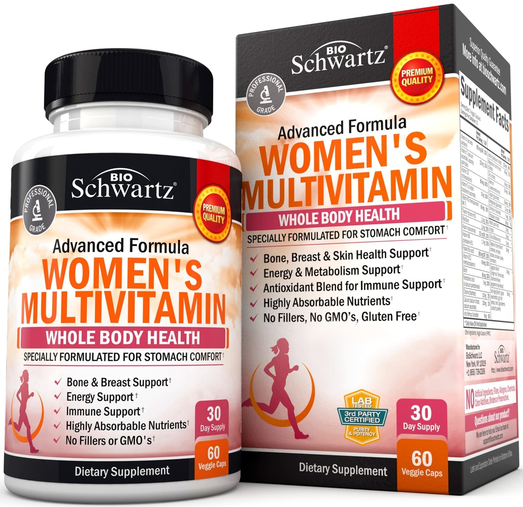 Multivitamínico para Mujeres con Vitamina D3 - Multivitaminas para la Esquía de Huesos Energía Conjunta - Vitaminas para Apoyo Inmunitario - Sistema Inmunitario Boost Defensa Natural Inmunitaria - Suplemento de Apoyo Conjunto - 60Ct