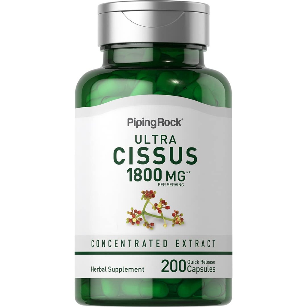 Piping Rock Cissus Quadrangularis Suplemento 1800mg ← 200 Capsules  Extracto herbario ultra concentrado