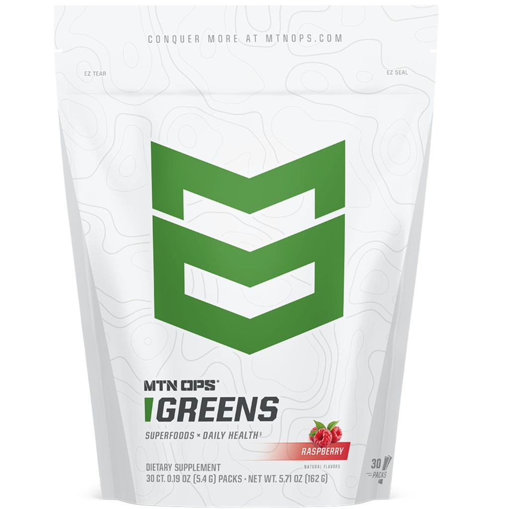 MTN OPS Super Greens Daily Immune Health and Energy Drink Powder – Digestive Health Support Blend Boosted with Chlorophyll-Rich Greens
