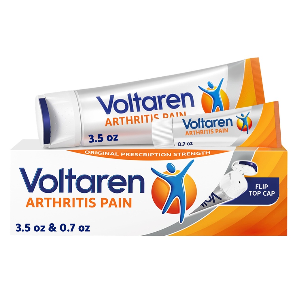 Voltaren Artritis Dolor de dolor para poderosa artritis tópica Alivio de dolor con Diclofenac - NUEVO Easy Open Cap - 100 g Tubo y 20 g Tamaño de viaje Tube