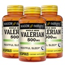 MASON NATURAL Valerian Root 500 mg, 6 Mes de Suministro, Natural Sleep Aid, Promueve el sueño saludable y resentido, Suplemento Herbal, 3 Pack