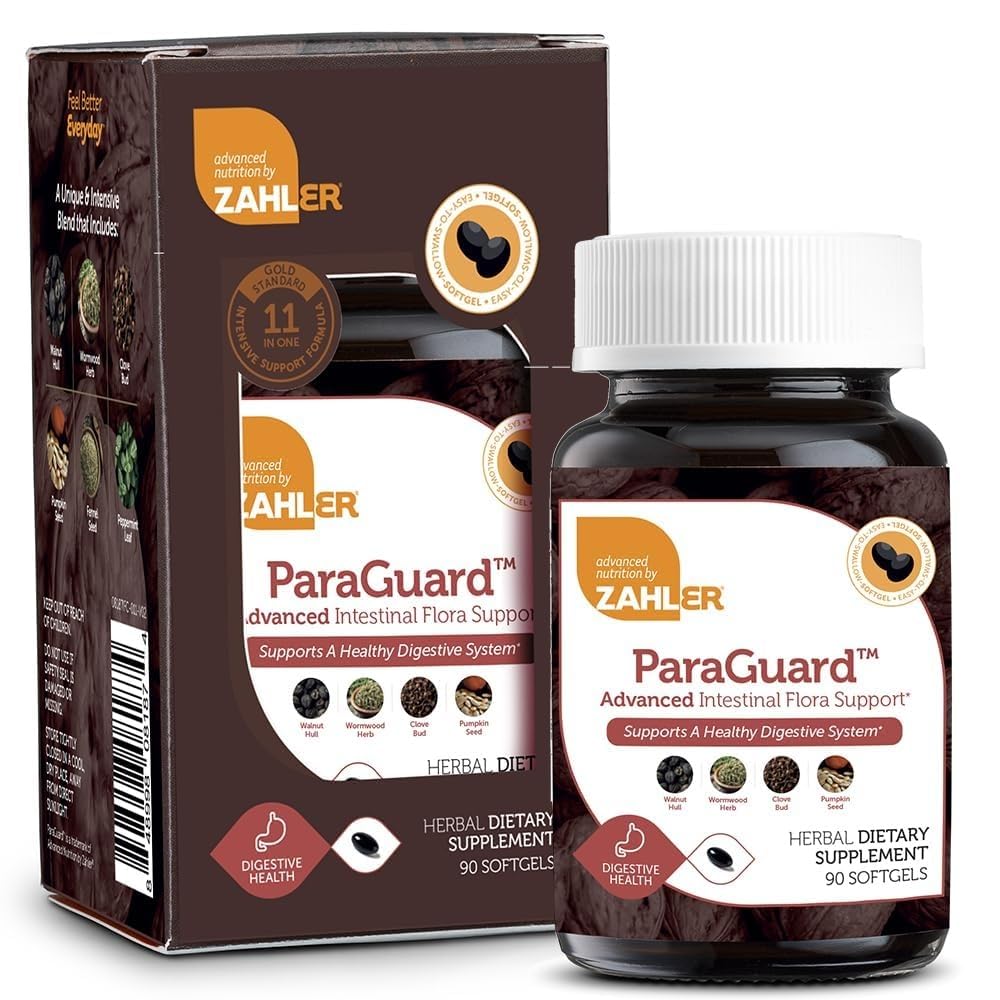 Zahler - ParaGuard Cleanse Softgels - Gut Health Detox Suplemento - Fórmula tiene Wormwood, ajonil, semilla de calabaza, collado &amp; Más - Detox de limpieza natural para humanos - Certified Kosher (90)