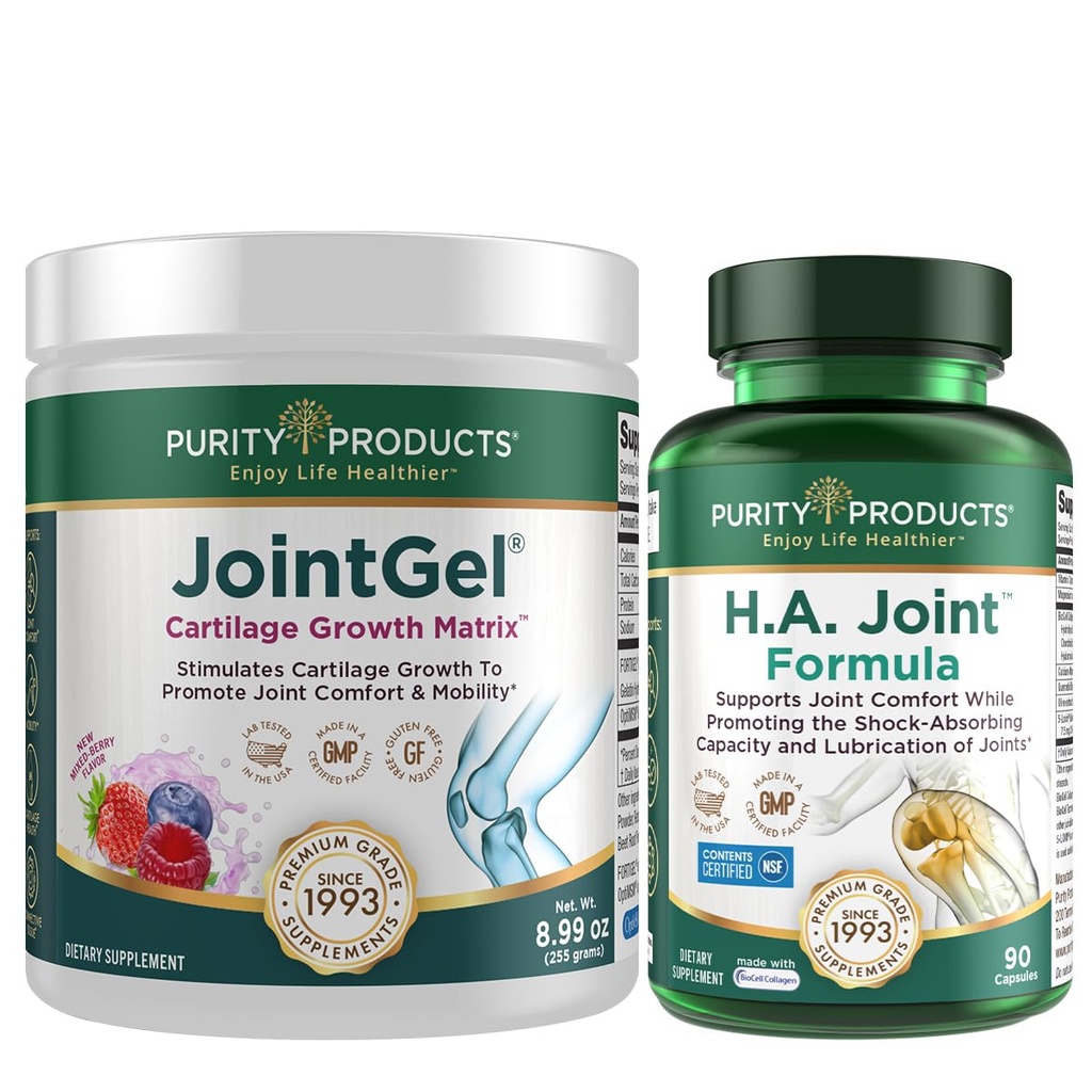 Productos de pureza JointGel (Berry Flavor) + HA Joint Formula Bundle Bioactive Collagen Peptides + MSM - Soporta Función Conjunta + Flexibilidad Mientras fortifica el cartílago conjunto - Ácido hialurónico +Más