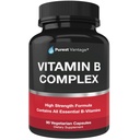 Vitamina B Complejo Vitaminas B12, B1, B2, B5, B6, B7, B9, ácido fólico - Super B Complejo Vitaminas para Mujeres, Hombres, Adultos - 90 cápsulas vegetarianas