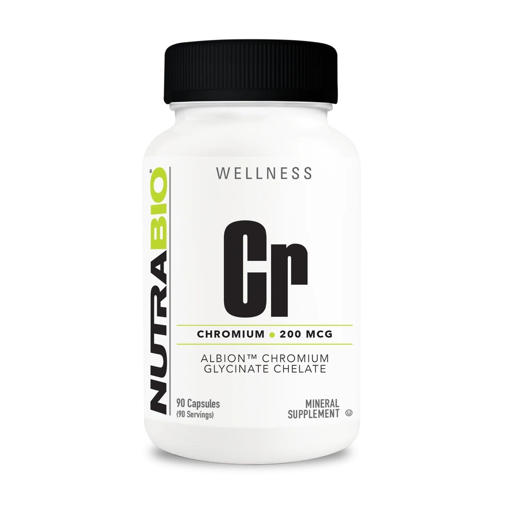 NutraBio Chelated Chromium GFT - 200 mcg - 90 cápsulas vegetales