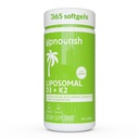 UpNourish Liposomal D3 K2 MK-7 – 365 Mini softgels con aceite de coco orgánico - 5000 UI 125 mcg Vitamina D3 y 100 mcg Vitamina k2 para Bono Optimal y Salud Inmune