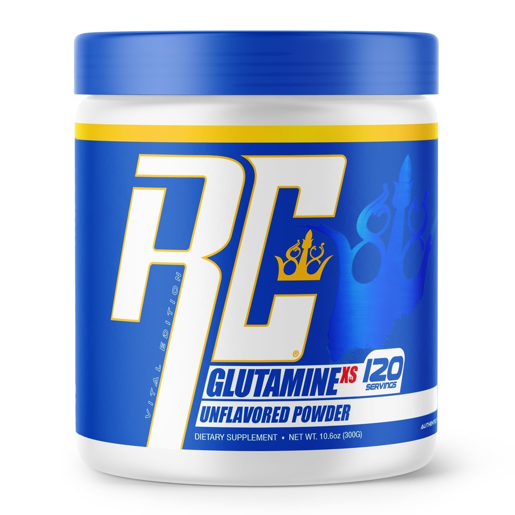 Ronnie Coleman Signature Series Glutamine Powder, Suplemento para Post Workout Muscle Recovery, Suplementos con L-Glutamine para Hombres y Mujeres, Strength Support, Unflavored Drink Mix, 120 Servings
