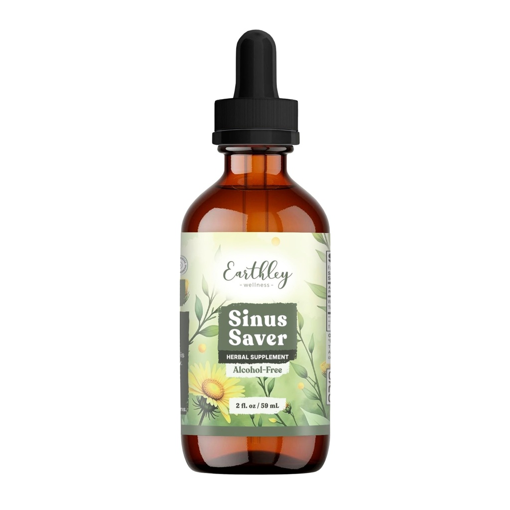 Earthley Wellness Sinus Saver, Remedy Natural, Libre de Alérgenos, Parabens y Preservadores, Ayuda a Boost Vitamin C (2 oz, Alcohol Gratis)