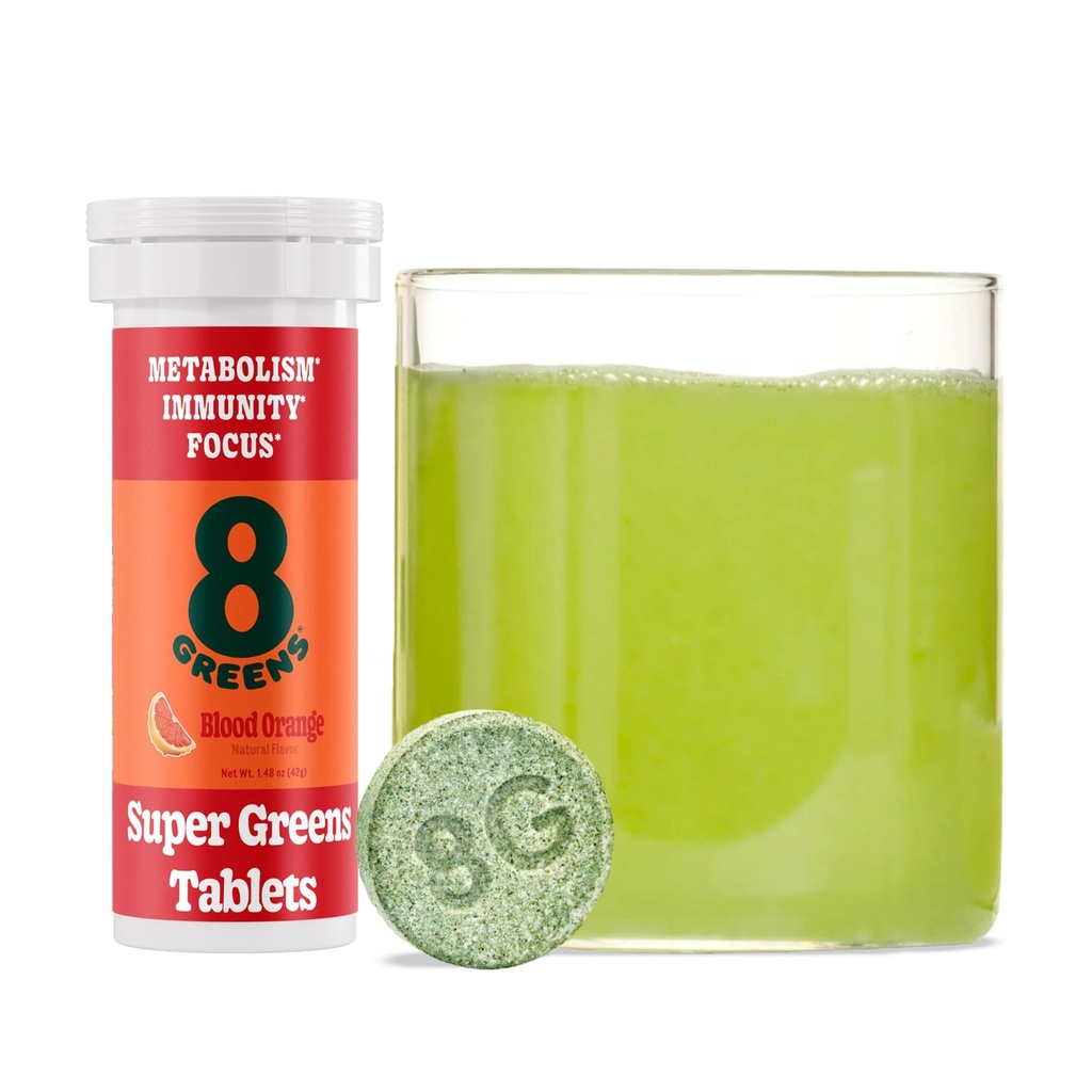 8G 8Greens Supergreens Effervescent Tablets, Blood Orange, 10 Servings