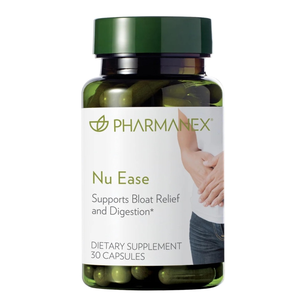Nu Skin - Nu Ease Suplemento Digestivo Silencioso Alivio Alivio Alimentario Silencioso Extractos de plantas naturales, Suplemento Antioxidante no laxante, Apoyo Gut Silencioso para las mujeres (30 cápsulas)