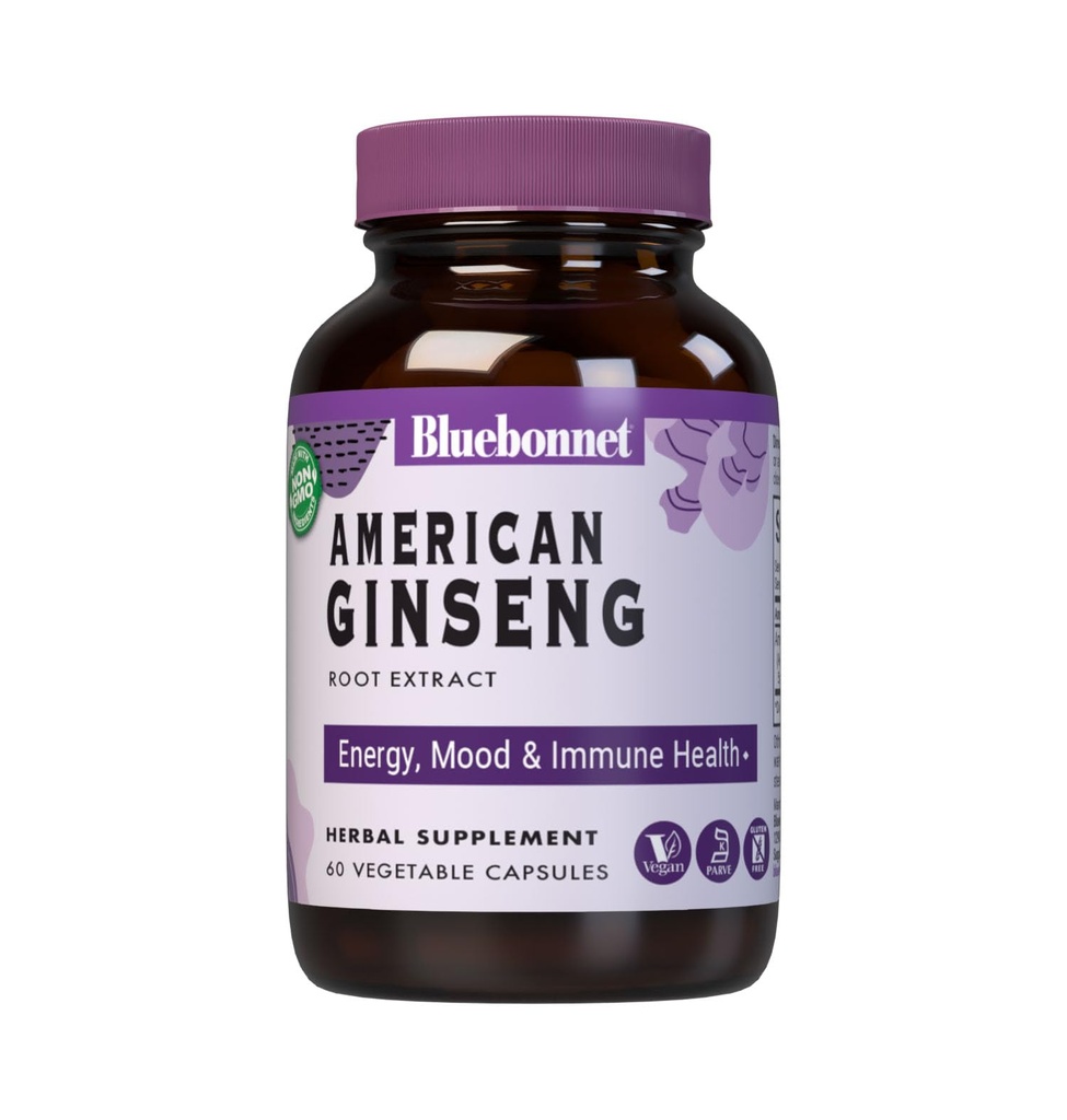 BlueBonnet American Ginseng Root Extract Suplemento, 60 Conde