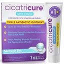 Ungüento antibiótico triple Cicatricure con alivio de dolor, ungüento antibiótico de bacitracina " Cream for Wound Care, ungüento de curación para cortes, quemaduras, insectos, suministros de primeros auxilios esenciales, 1 oz
