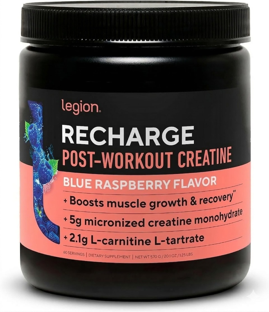 LEGION Recharge Post Workout Suplemento - All Natural Muscle Builder &amp; Recovery Drink with Micronized Creatine Monohydrate Naturally Sweetened & Flavored (Unflavored, 30 Serving (Pack of 1)