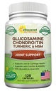 aSquared Nutrition Glucosamine Chondroitin Turmeric MSM Boswellia - 120 cápsulas - Suplemento de apoyo conjunto - Juntas de apoyo Alivio de la salud - Suplemento natural para la espalda, rodillas " manos