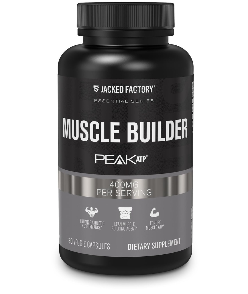 Fabricación de Esenciales de la Fábrica Jacked Muscle Builder - ATP Muscle Builder para Hombres con Peak ATP para apoyar la ganancia del músculo, mejorar el rendimiento atlético, &amp; aumentar fuerza - 30 cápsulas