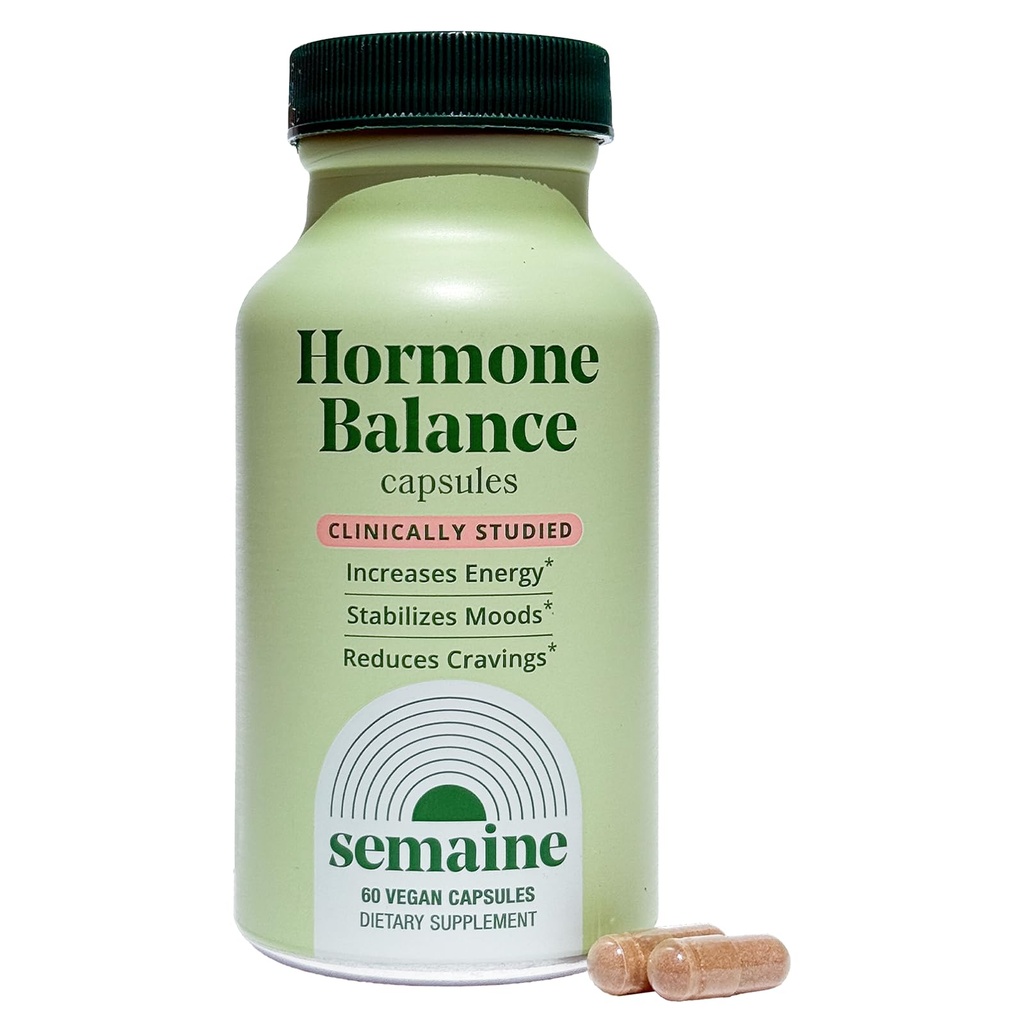Saldo de hormonas diarias Semaine – Esquí más claro, Moods mejorados, Hormonas más profundas del sueño &amp; más feliz. Cápsula Vegan libre de hormonas, soporte multisíntoma (60 ct)