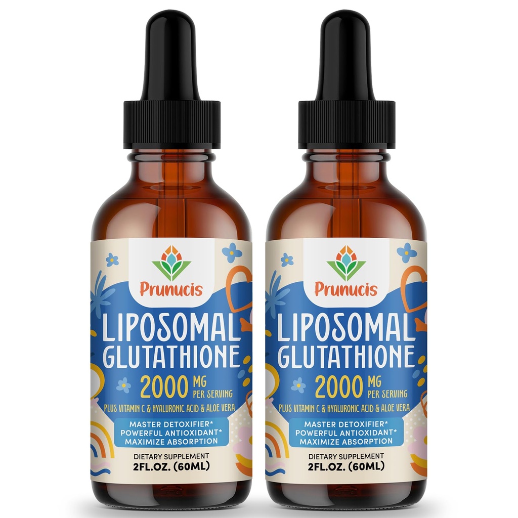 2000MG Liposomal Glutathione Liquid, 98% Absorción, Forma activa L-Glutathione Suplemento, Vegan Friendly, Poderoso Complejo Antioxidante para Sistema Inmune, Defensa del envejecimiento, Detox, 4 FL.OZ