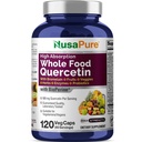 NusaPure Quercetina con Bromelain 500mg ←120 Veggie Caps  43 Fruit Veggie Grain Herbs Enzyme Probiotic Blend ← Non-GMO, Vegan, Bioperine
