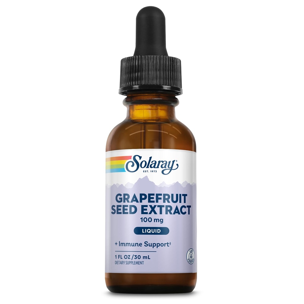 SOLARAY Grapefruit Seed Extract Drops 100mg - Wellness Support Supplement - Convenient Liquid Drops, 60-Day Money Back Guarantee, Lab Verified, Aprox. 100 Servings, 1 FL OZ