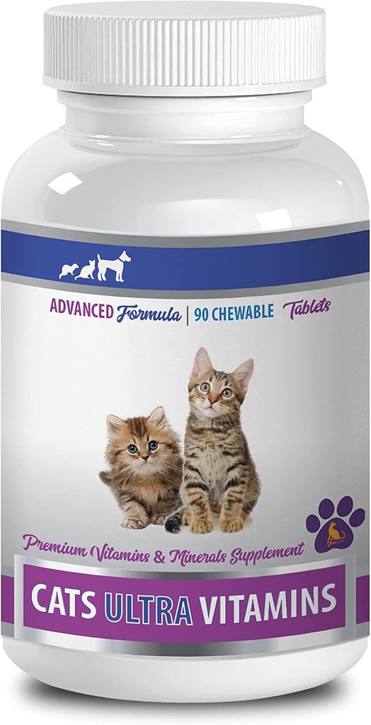 gato Tetas de limpieza de dientes - Ultra Vitaminas para gatos - Minerales saludables y vitaminas Fórmula - Cerdos - gato Calcio - 1 Botella (90 Treats)