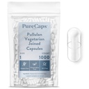 PureCaps USA - Empty Vegetarian Vegan Pullulan Pill Capsules Tamaño 1  1,000 Útiles Útiles para evitar la muerte no certificada por GMO ANTE SLS, Gluten, Preservative Free