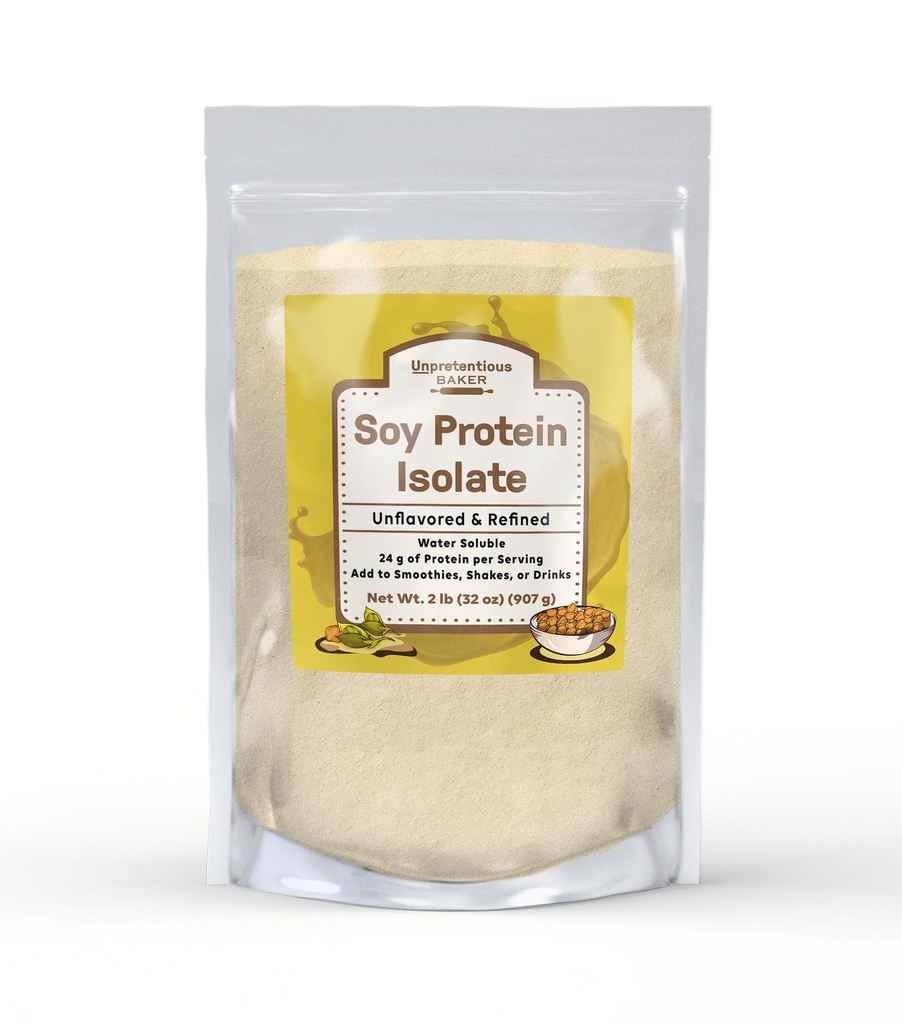 Inpretenciosa Baker Soy Protein Isolate (2 lb), Buena Fuente de Protein & Iron, Smoothies, Shakes