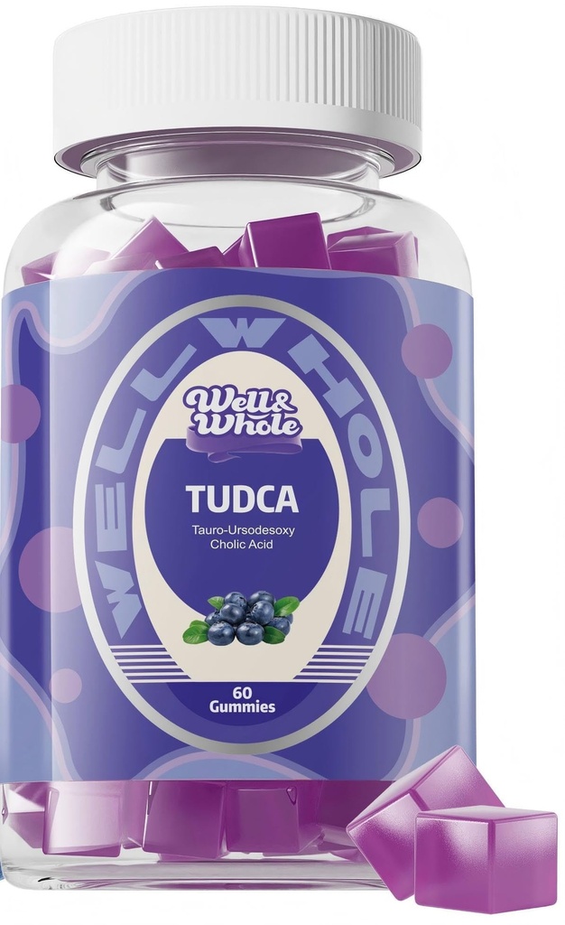 Pozo de unión completa Salts Bile Suplemento TUDCA Gummies 1000mg + Milk Thistle 500mg - Clínicamente Studied Liver Support for Detox " Digestion - Vegan, Non-GMO - 60 Conde s