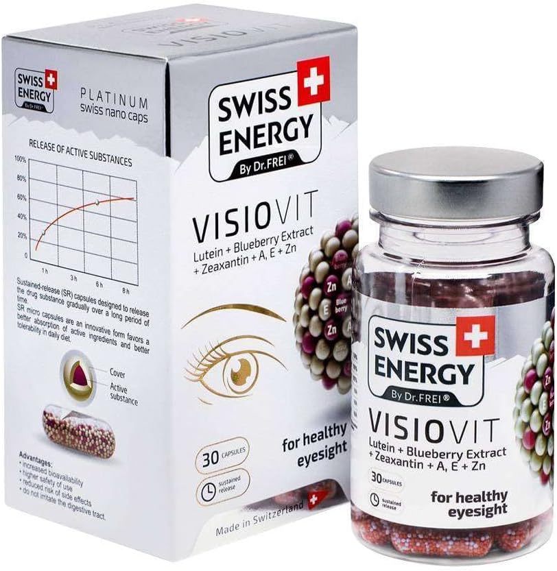 VISIOVIT Lutein + Extracto de Blueberry, para Visión Saludable, 30 cápsulas de liberación sostenida