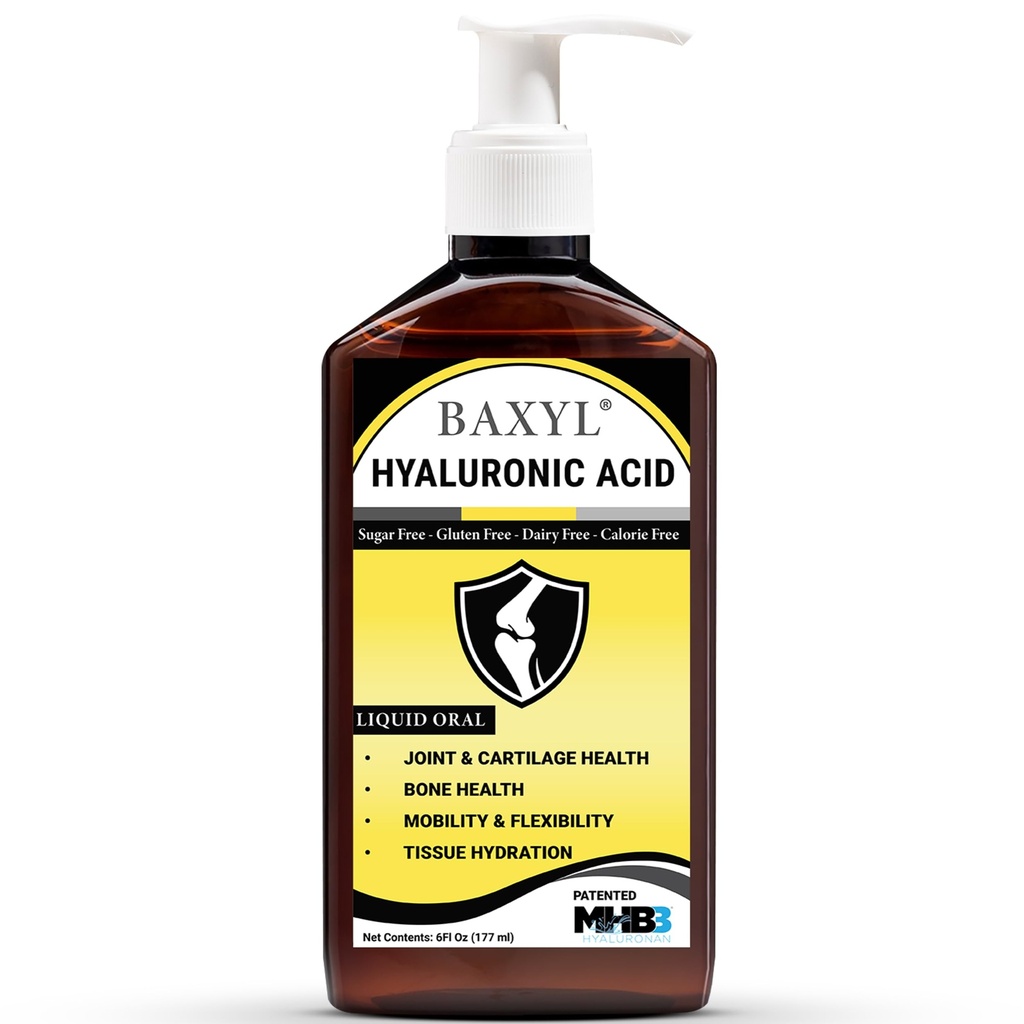 Baxyl - ácido hialurónico líquido para el suplemento de alivio conjunto (Vegan, libre de gluten, no GMO, Patented Oral MHB3)