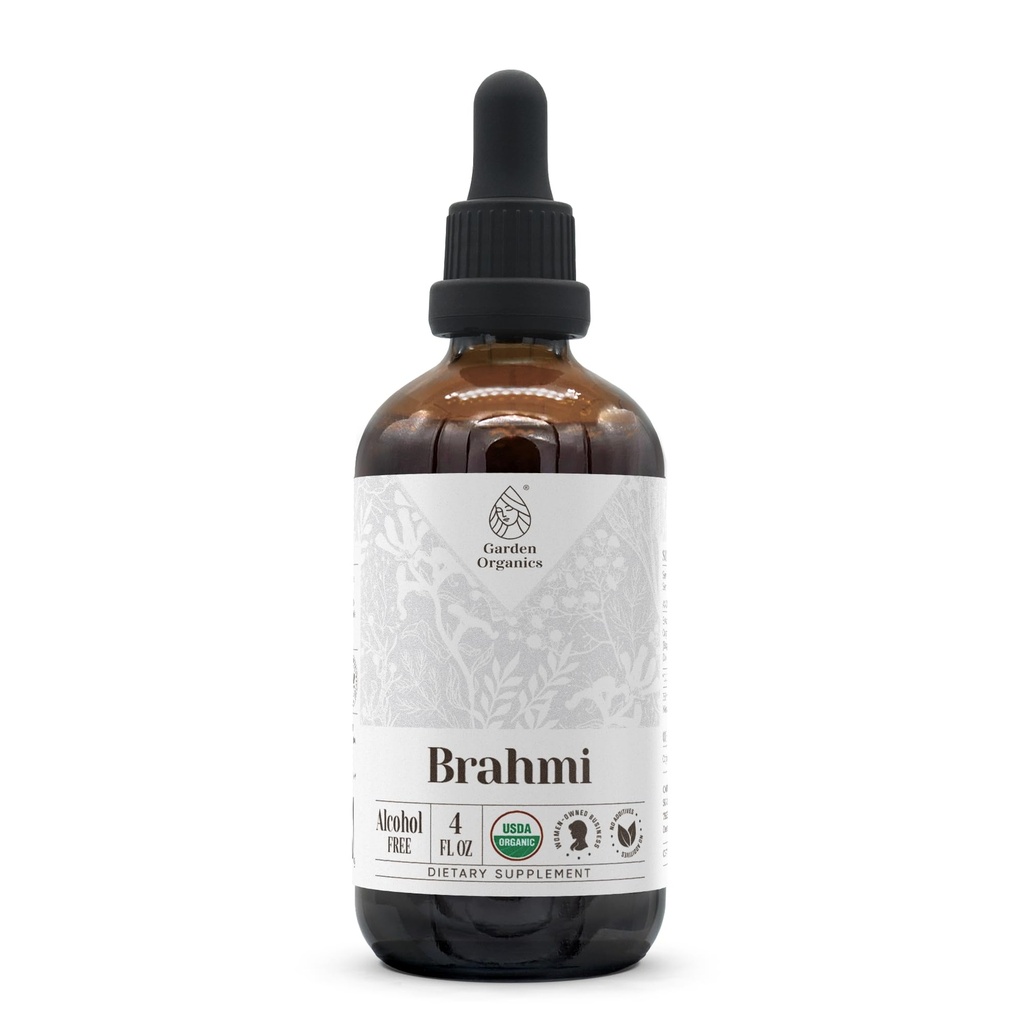 Brahmi USDA Orgánica ← Extracto libre de alcohol, gotas herbales orgánicas, Suplemento TENIDO Tintura Hecho de Brahmi orgánico 100% certificado (Bacopa Monnieri) Herb seco 4 oz