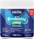 Probióticos para perros 160 Chews 12 oz – Soporta Gut & Digestion Health, Immune System, Upset Stomach & Gas, Metabolism, Constipation, Diarrhea & Loose Stool, Itchy Skin and Ears &amp; Allergies