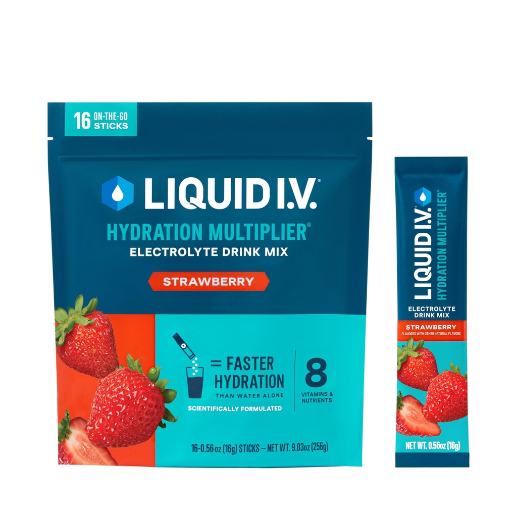 Liquid I.V.® Hydration Multiplier - Strawberry ← Electrolyte Powder Drink Mix tención 1 Pack (16 Servings)