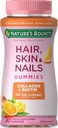 Cabello de recompensa de la naturaleza, uñas de piel con biotina y colágeno, soporta la piel del cabello y la salud de uñas, 2500 mcg, citrus sabored Gummies, 140 Ct
