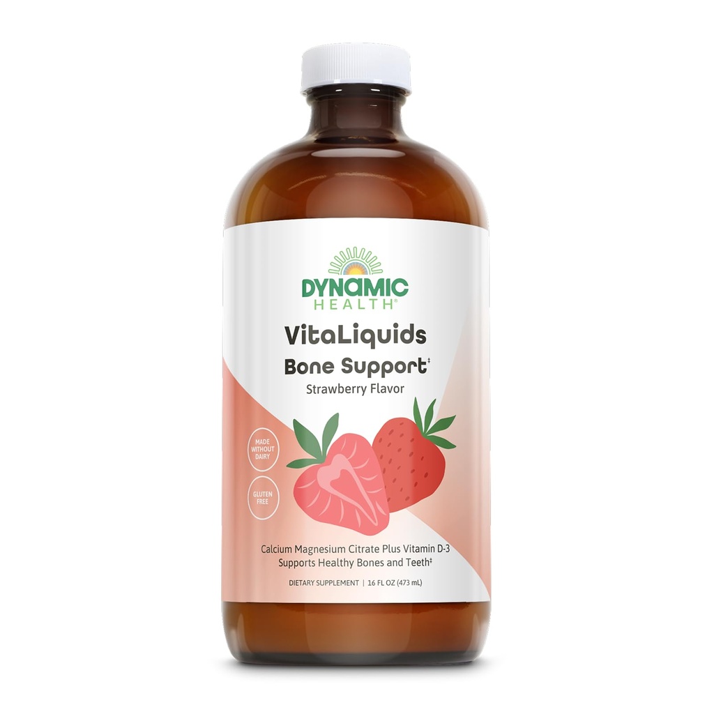 Soporte de bonificación, Citrato de calcio, Citrato de magnesio y vitamina D-3, Relajación, Bone y Muscle Support Fórmula, Fácil Absorción, Hecho sin lácteos y sin gluten, Sabor de fresa, Aproximadamente 32 Servimientos, 16 FL OZ