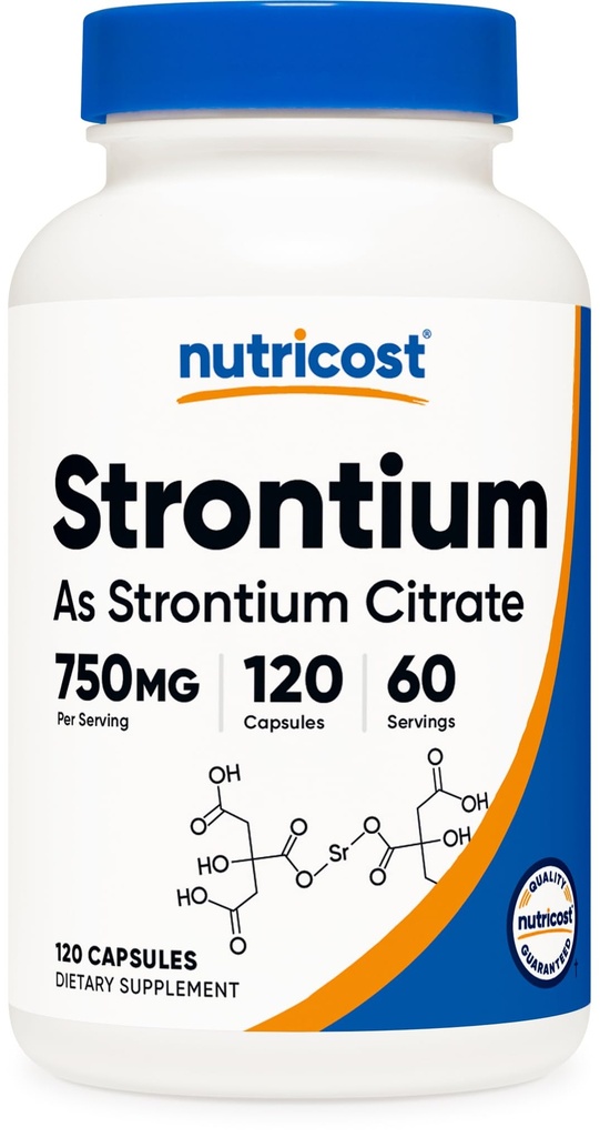 Nutricost Strontium Capsules 750mg, 120 Capsules - Vegetariano, No GMO, Gluten Free
