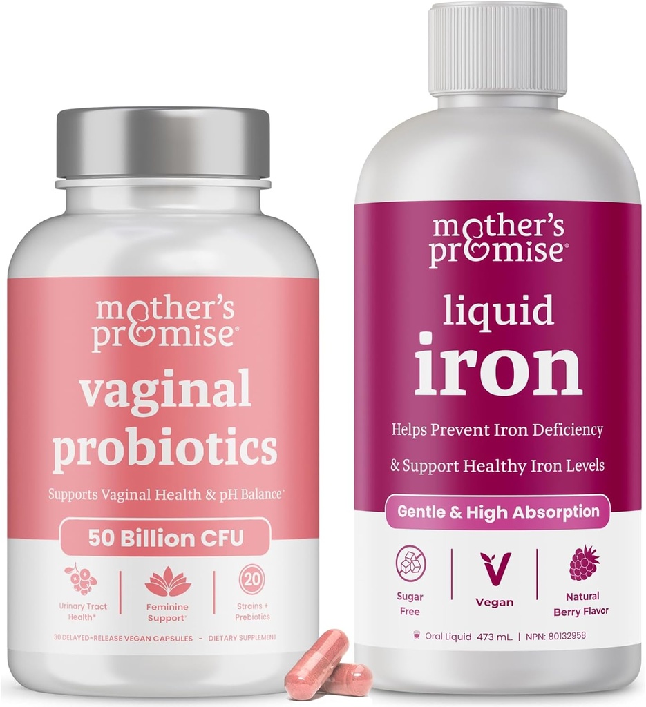 La promesa de la madre Hierro líquido y Probióticos vaginales Bundle