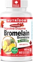 Nutridom Bromelain Digestive Enzyme Pineapple Supplements, 2400 GDU, 500mg, Non-GMO, Vegan, Free of Gluten, Soy &amp; Dairy (60 Count)